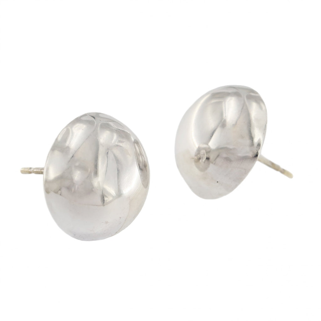 9ct White Gold Button Stud Earrings
