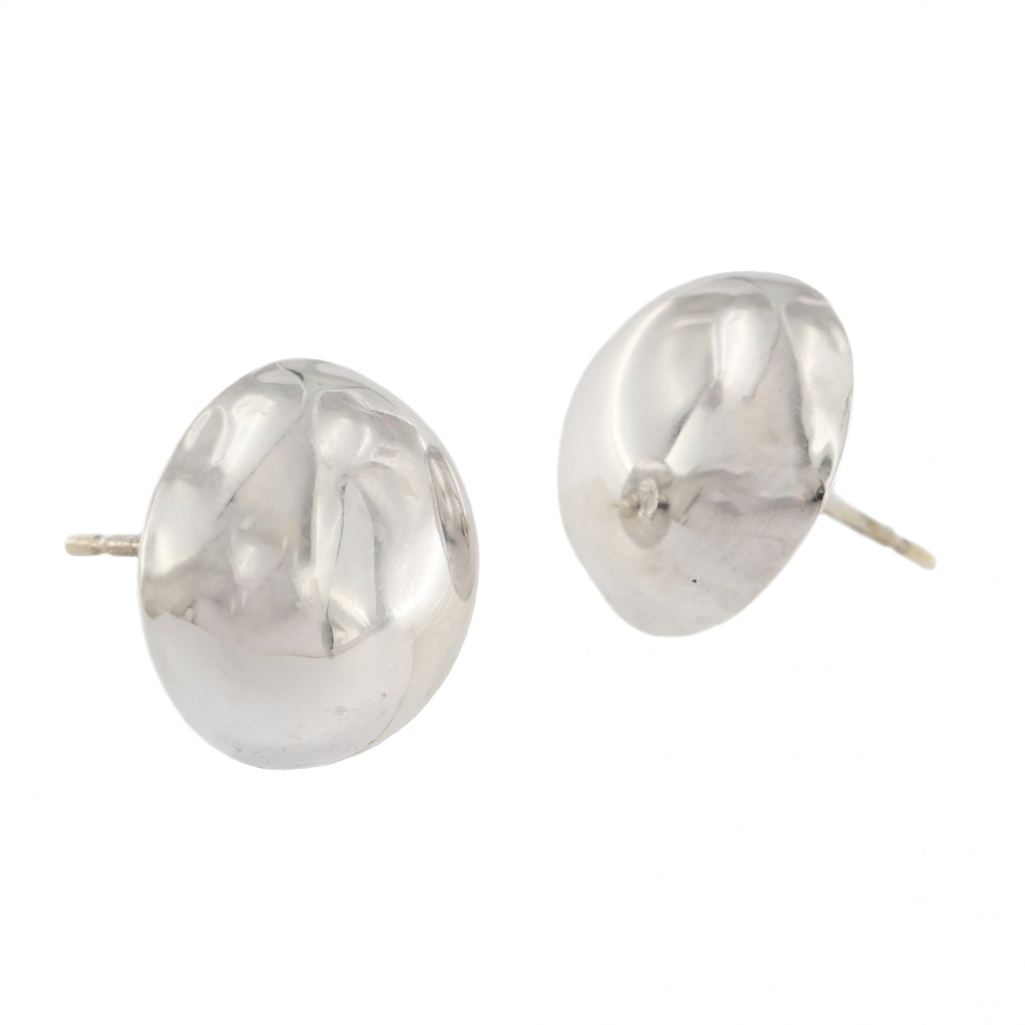 9ct White Gold Button Stud Earrings