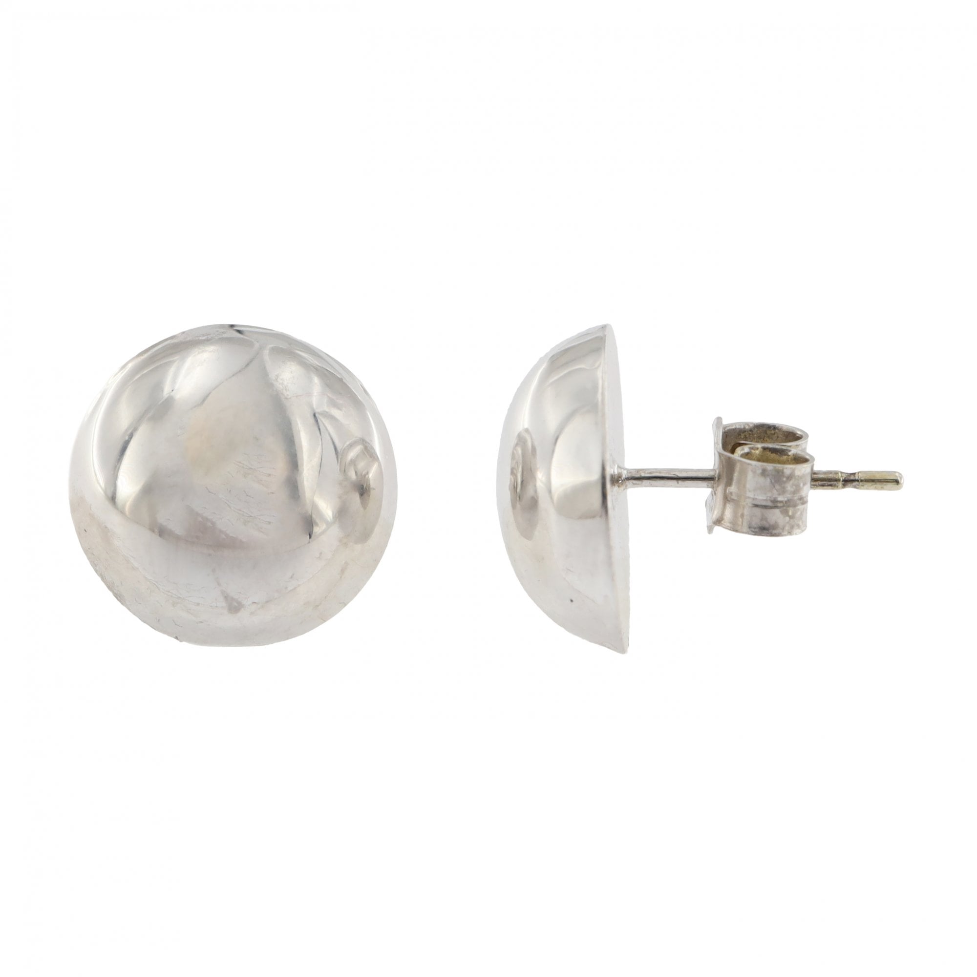 9ct White Gold Button Stud Earrings