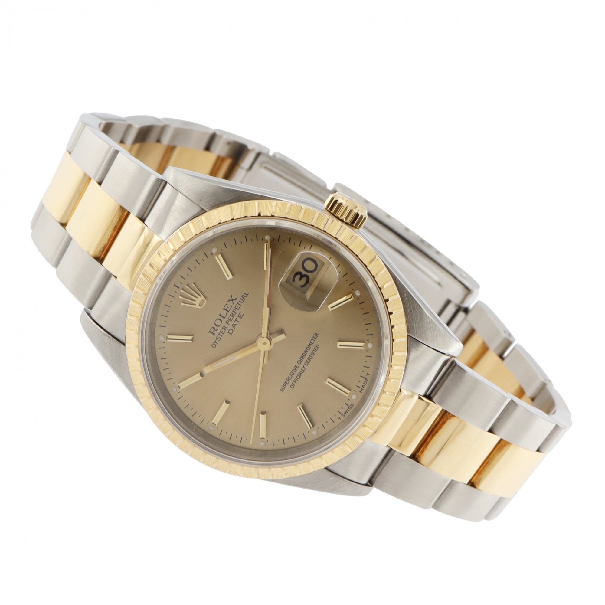Rolex Oyster Perpetual Date Champagne Dial Steel and 18ct Yellow Gold Watch 34mm