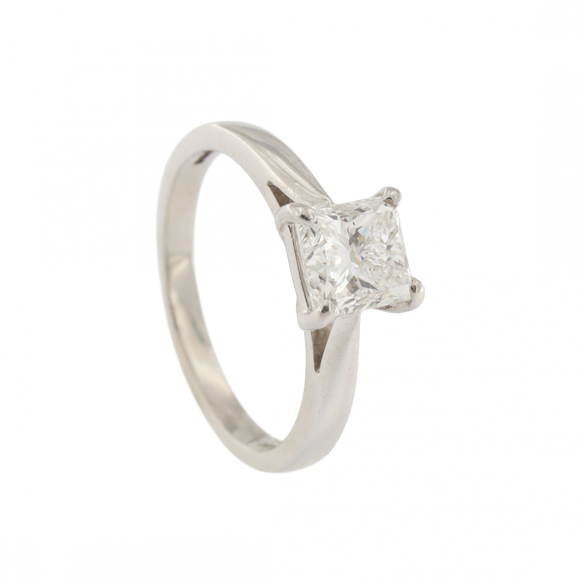 Platinum 1ct Princess Cut Single Stone Ring