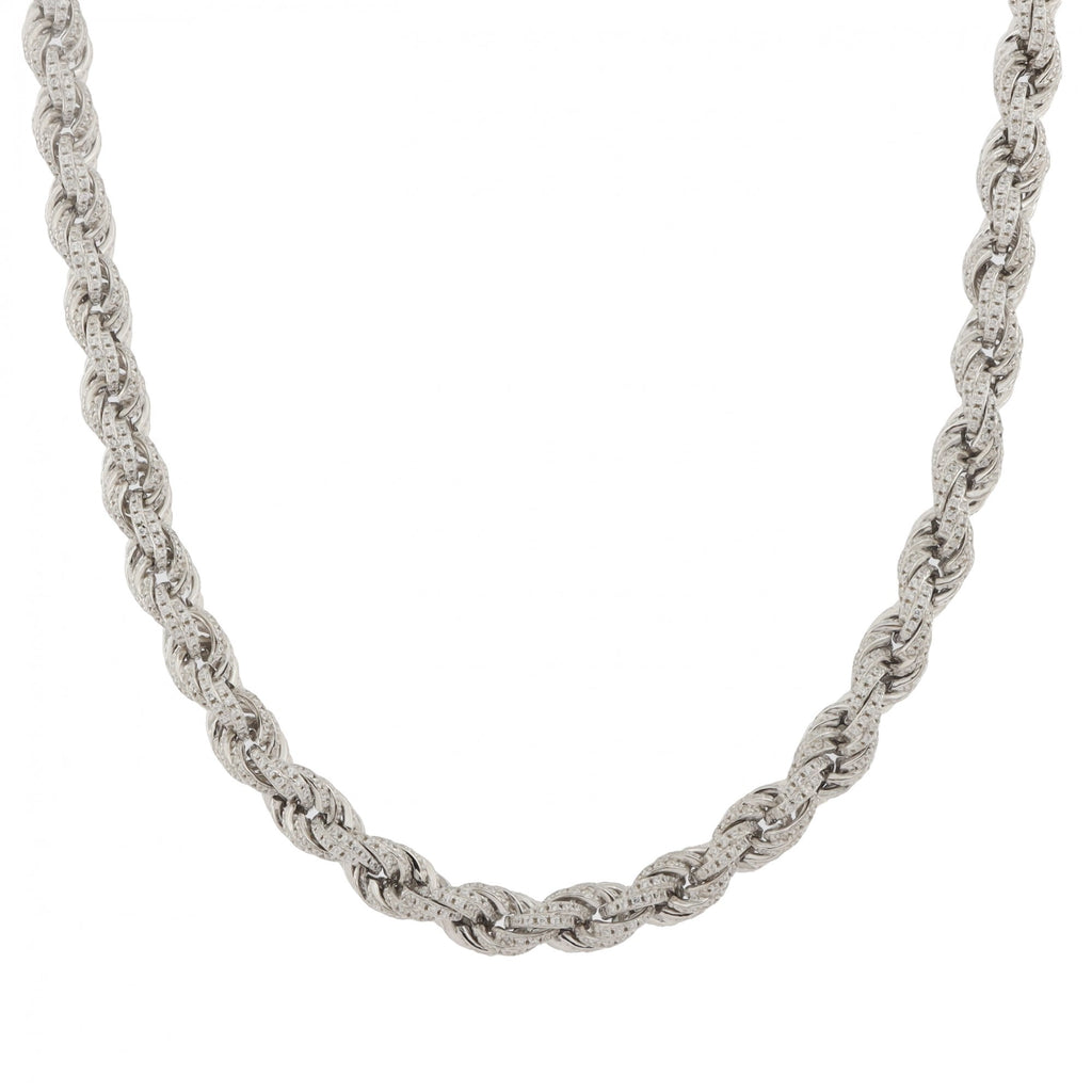 Silver Rope Cubic Zirconia Chain 26"