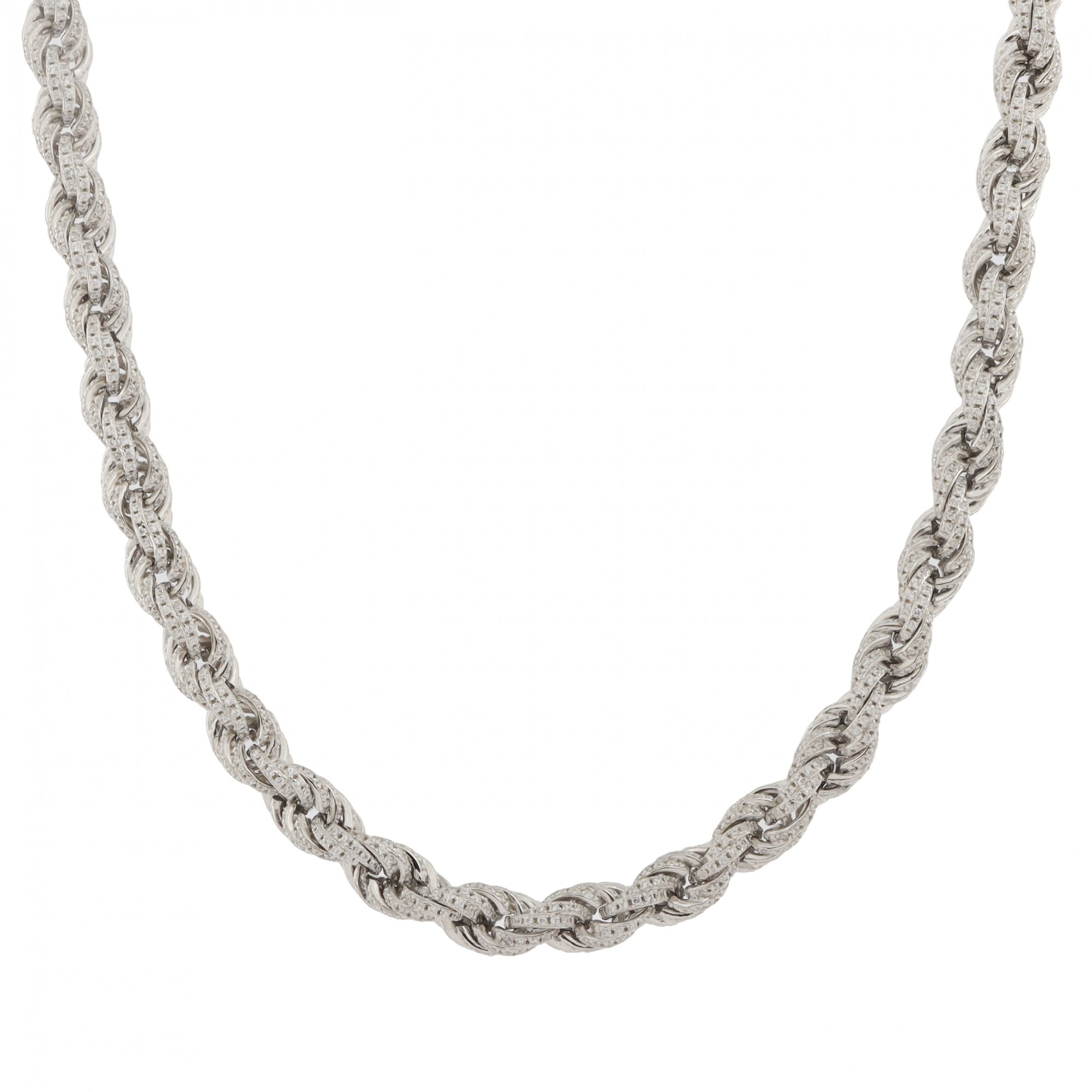 Silver Rope Cubic Zirconia Chain 26"