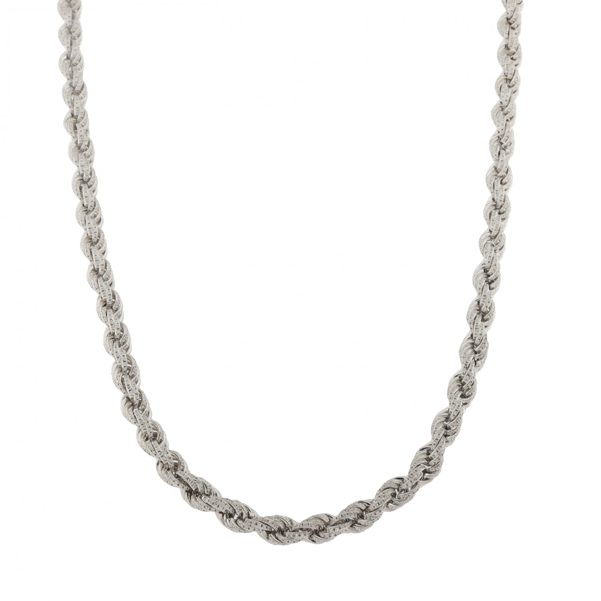 Silver Rope Cubic Zirconia Chain 26"