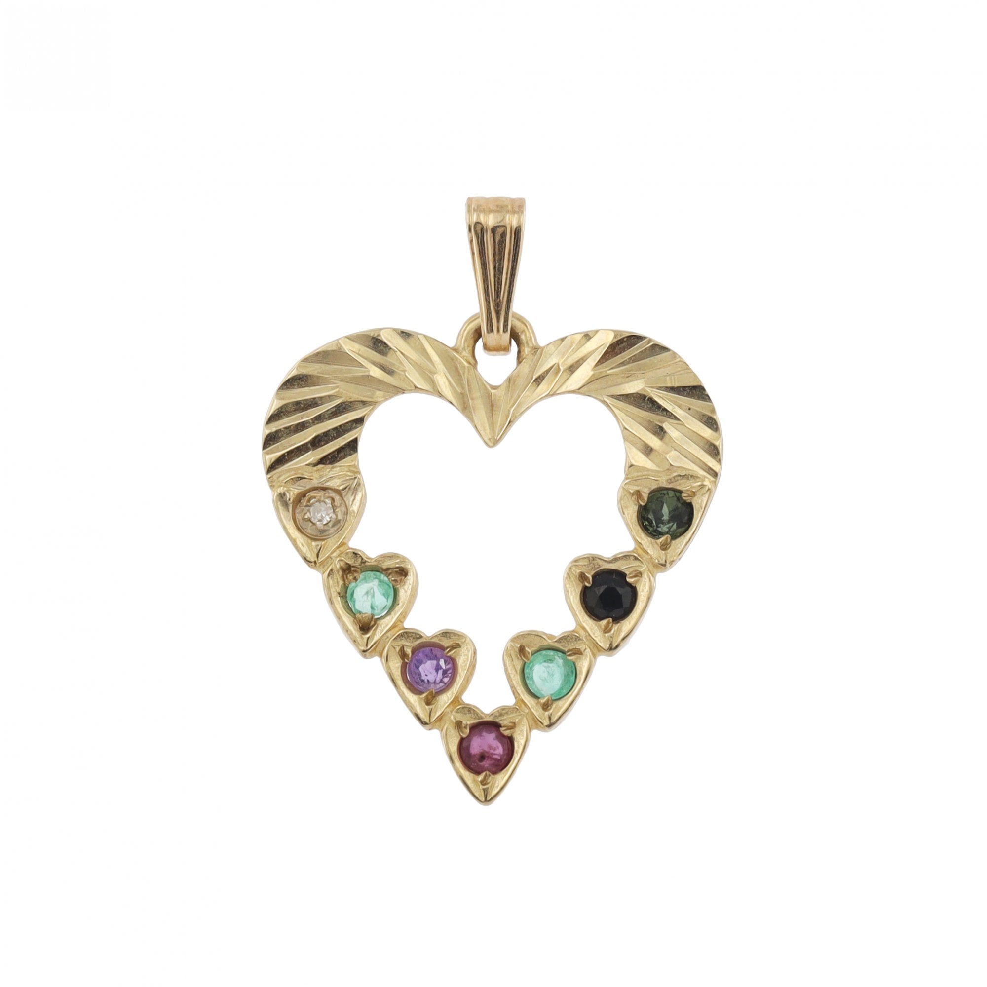 9ct Yellow Gold Heart Stone Set Pendant
