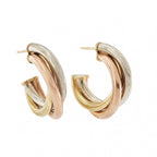 9ct Multicolour Gold Russian Tri-Colour Hoop Earrings