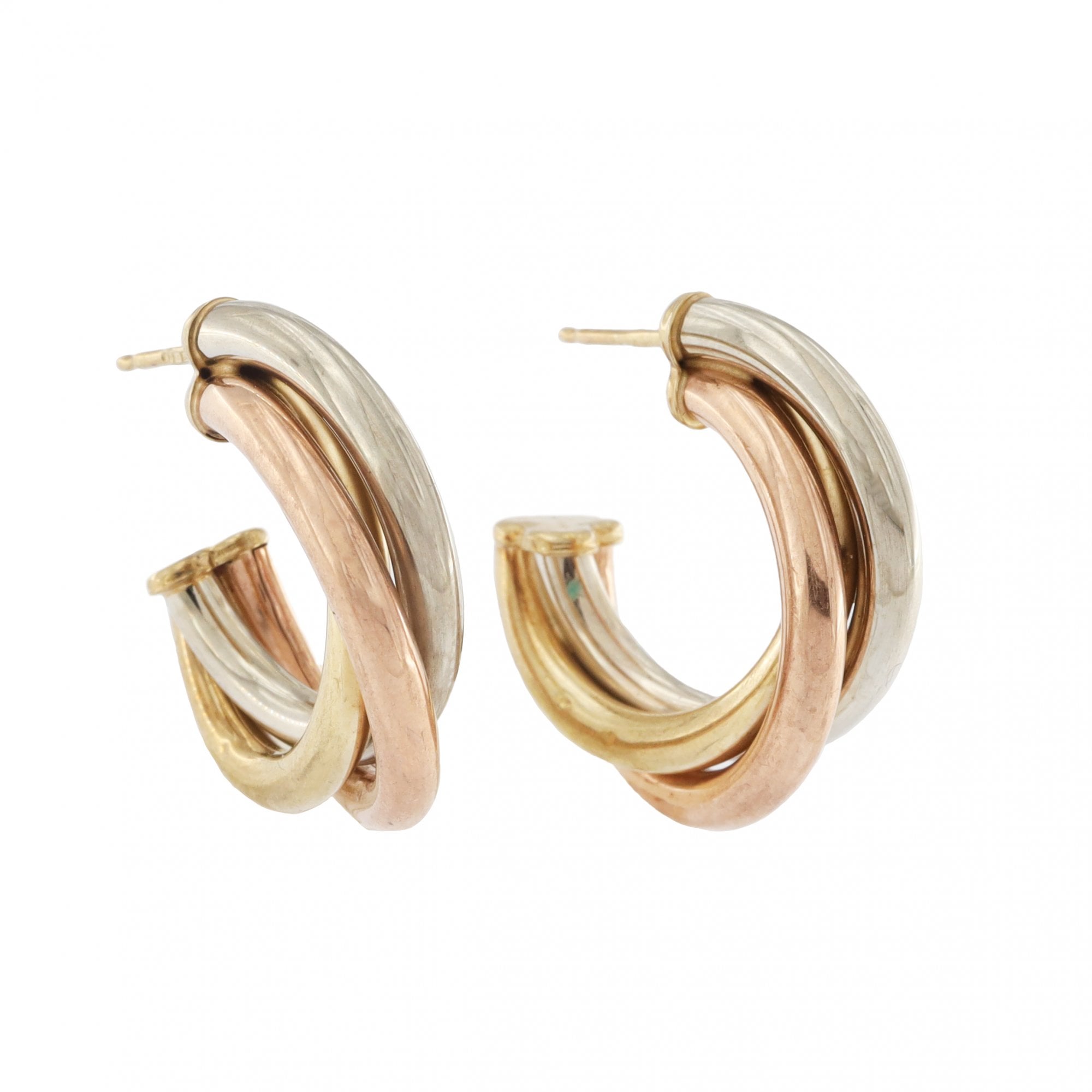9ct Multicolour Gold Russian Tri-Colour Hoop Earrings