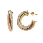 9ct Multicolour Gold Russian Tri-Colour Hoop Earrings