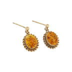 9ct Yellow Gold Amber Drop Earrings