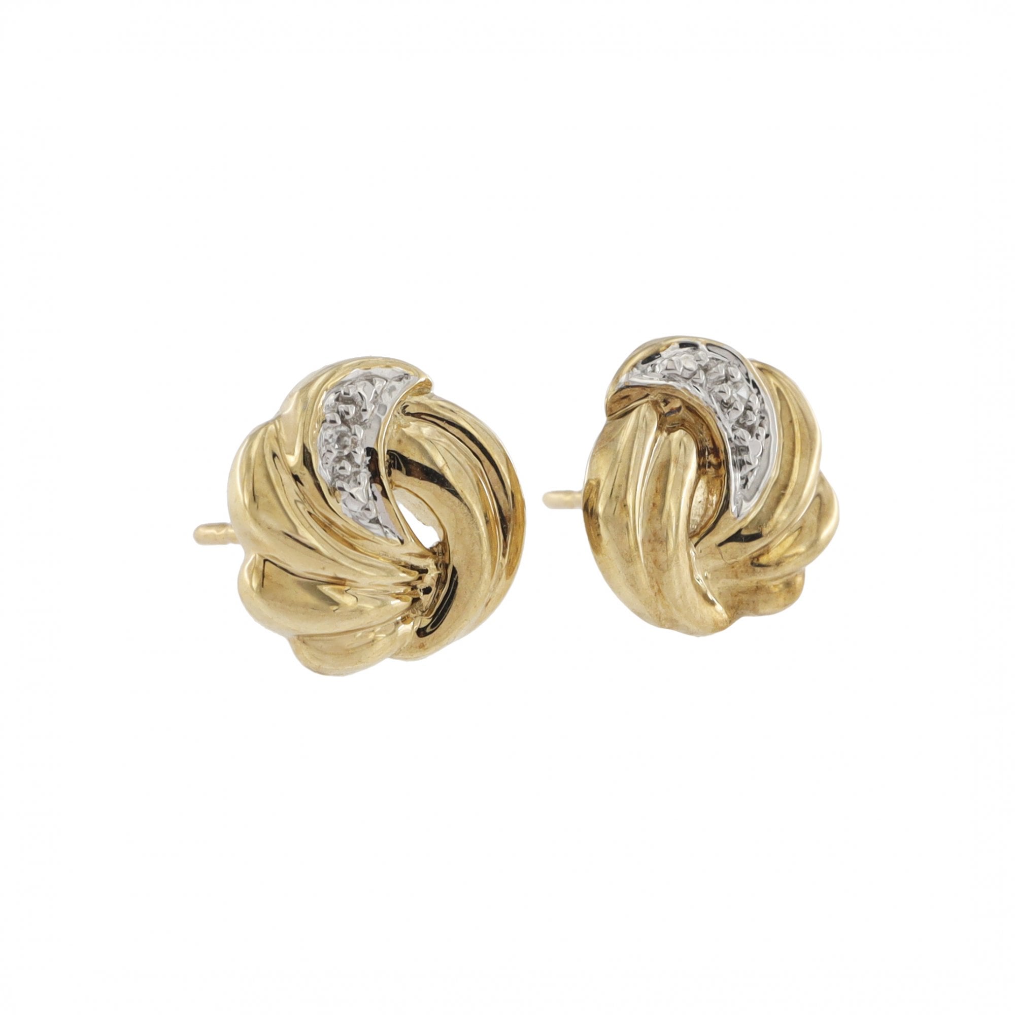 9ct Yellow Gold Diamond Petal Stud Earrings