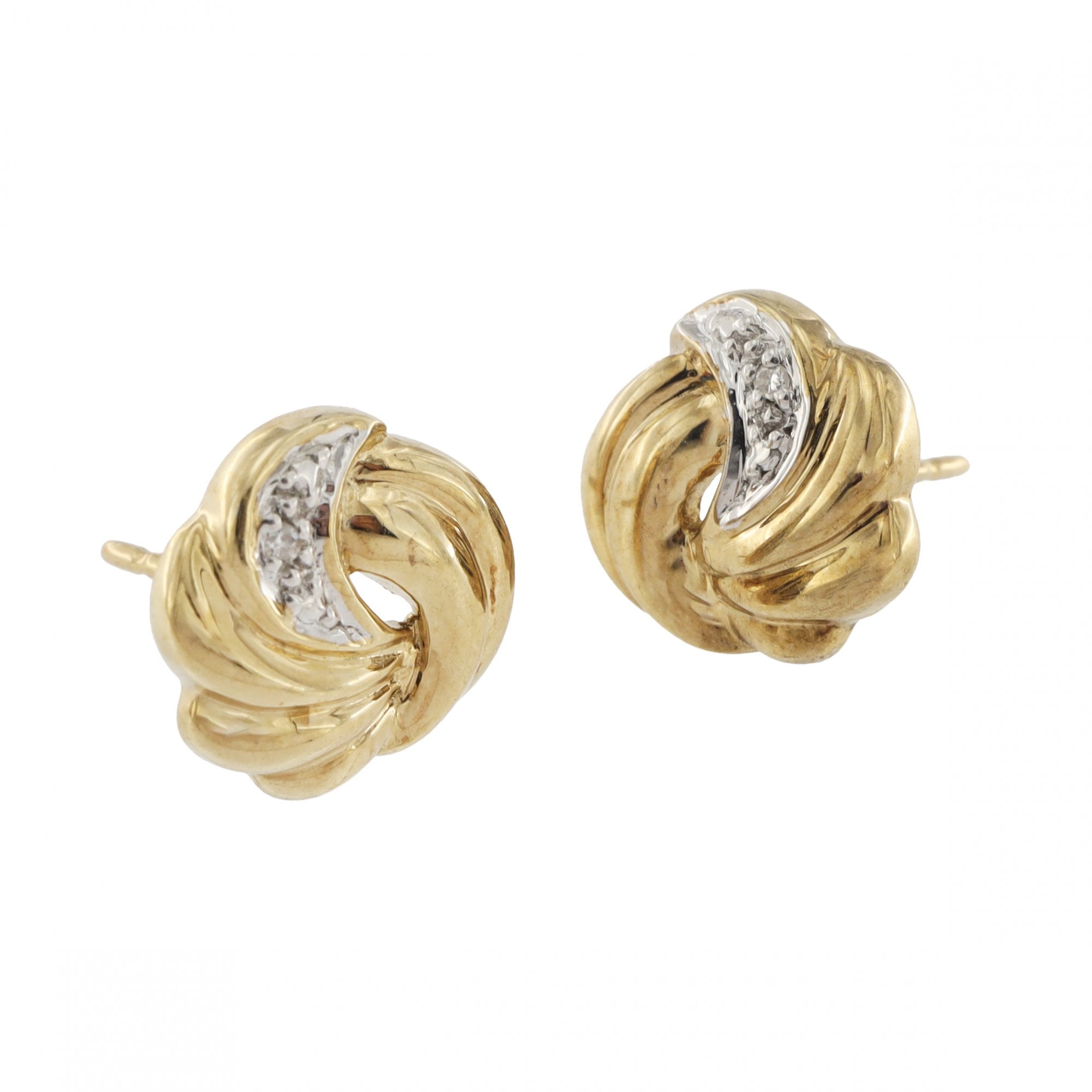 9ct Yellow Gold Diamond Petal Stud Earrings