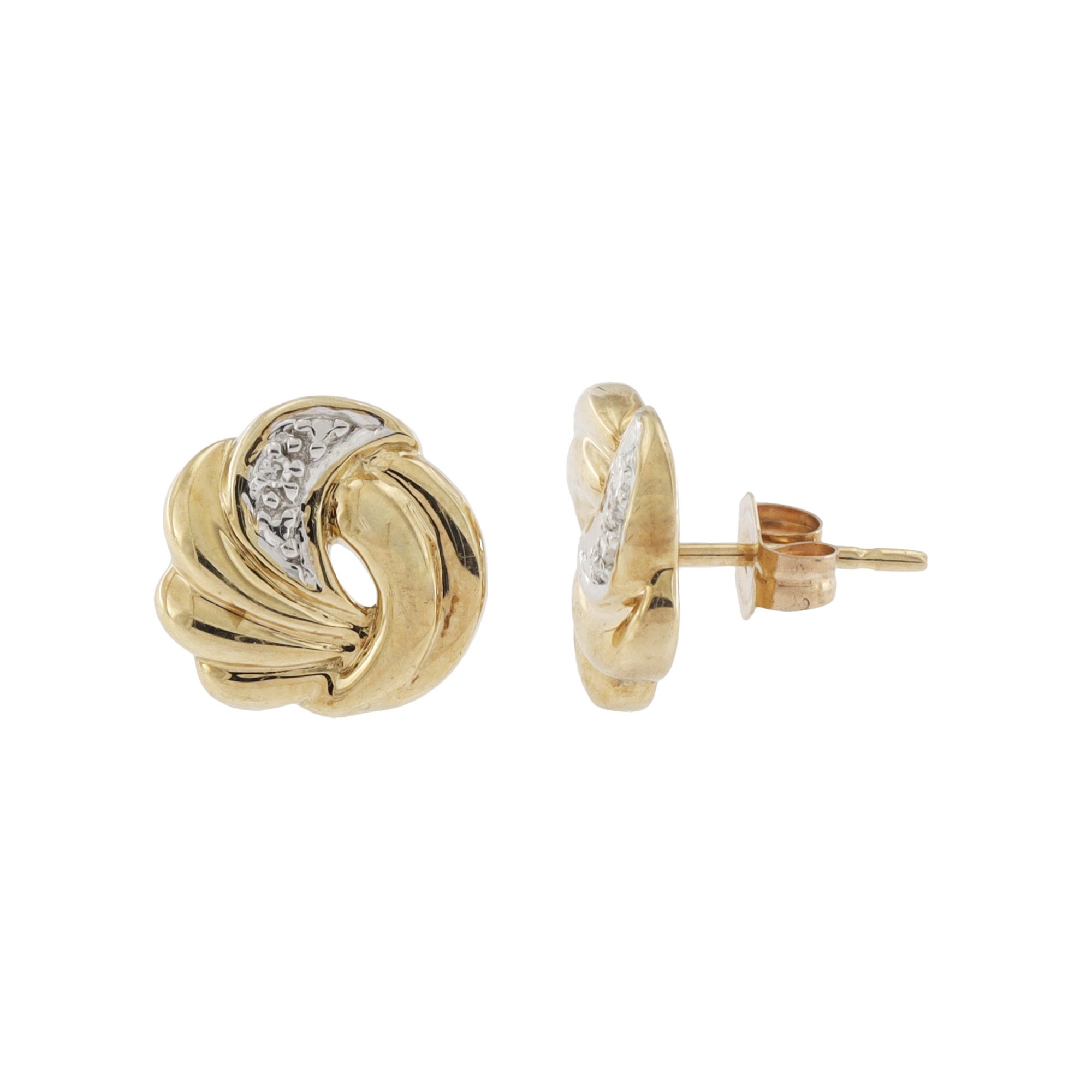 9ct Yellow Gold Diamond Petal Stud Earrings
