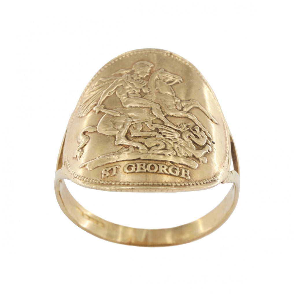 9ct Yellow Gold St George Coin Ring