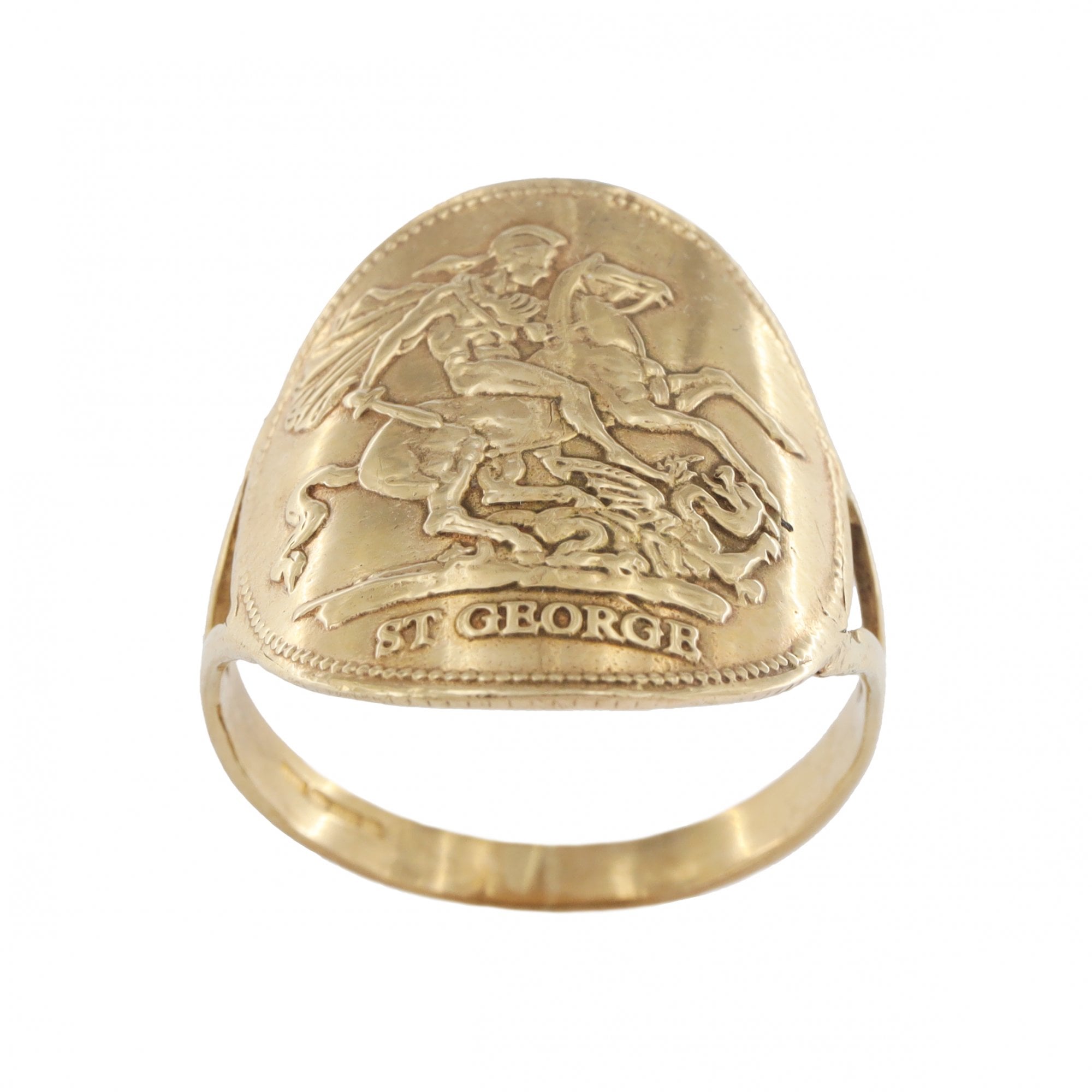 9ct Yellow Gold St George Coin Ring