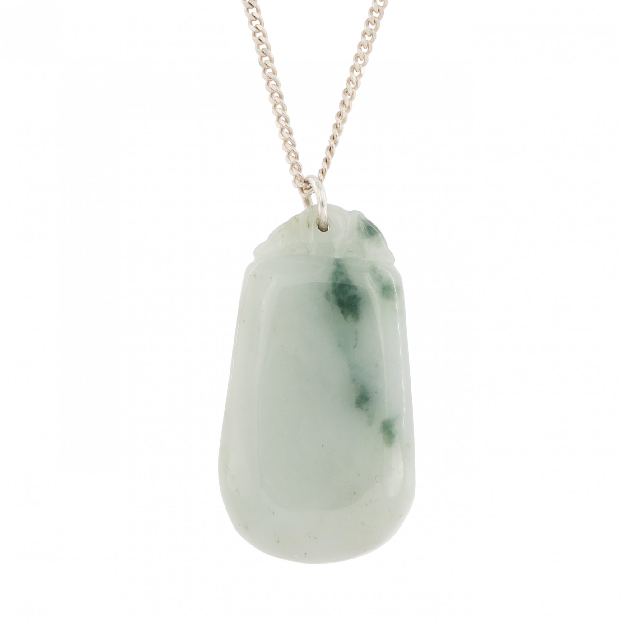 Silver Jade Ingot Pendant & Chain