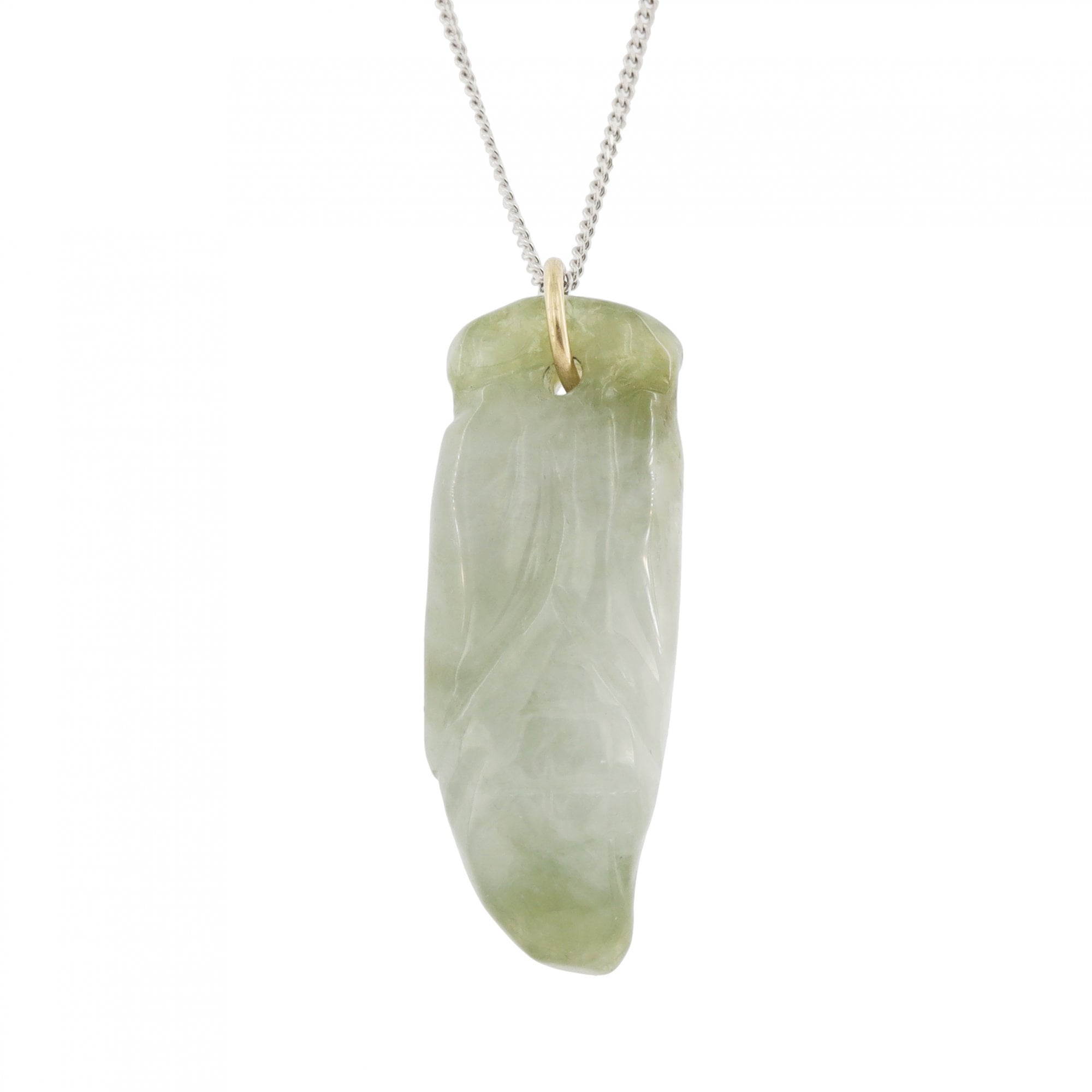 Silver Jade Corn Pendant & Chain