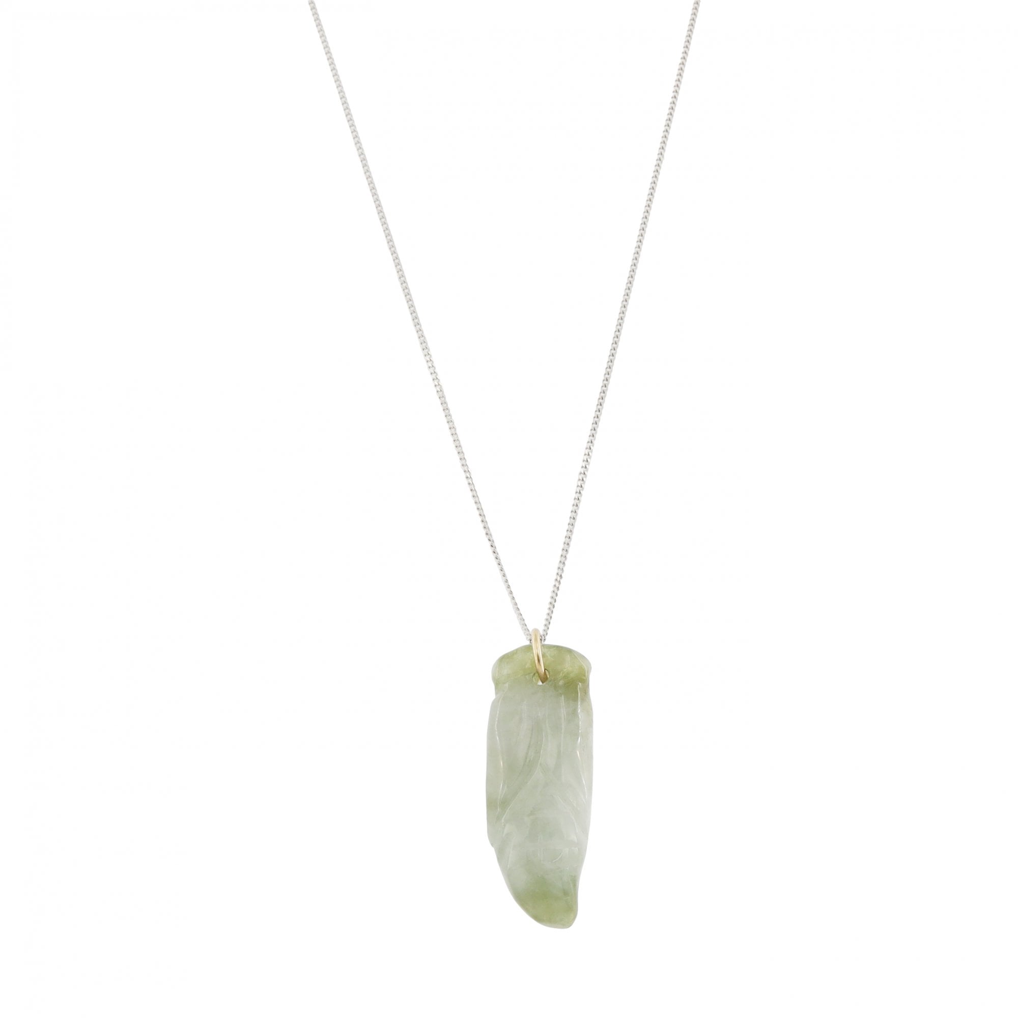 Silver Jade Corn Pendant & Chain