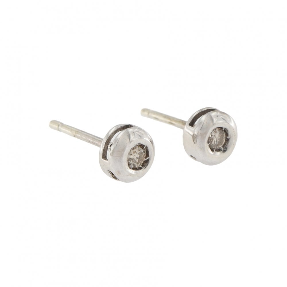 9ct White Gold Diamond 0.05ct R/O Stud Earrings
