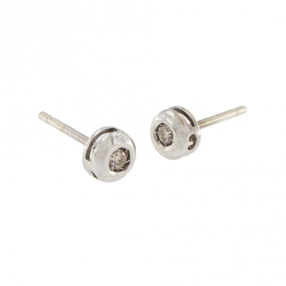 9ct White Gold Diamond 0.05ct R/O Stud Earrings